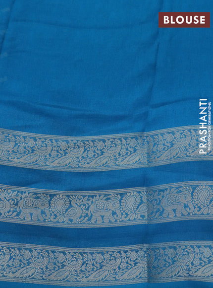 Semi georgette saree cs blue with allover zig zag prints and long zari woven border