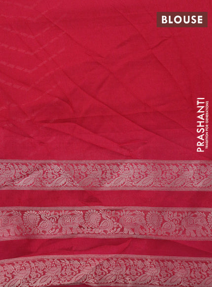 Semi georgette saree pink with allover zig zag prints and long zari woven border