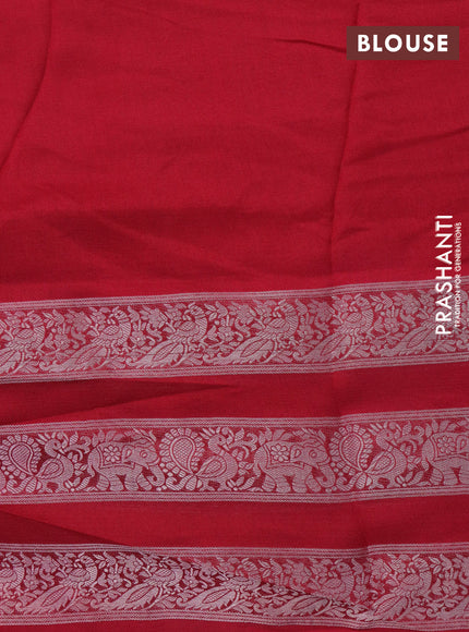 Semi georgette saree red with allover prints and long zari woven border