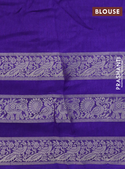 Semi georgette saree violet with allover prints and long zari woven border