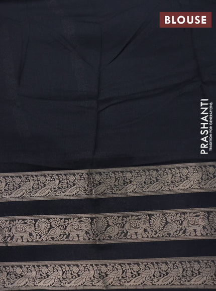 Semi georgette saree black with allover prints and long zari woven border