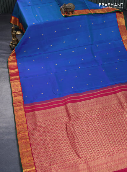 10 Yards silk saree dual shade of bluish green and pink with zari woven buttas and zari woven korvai border