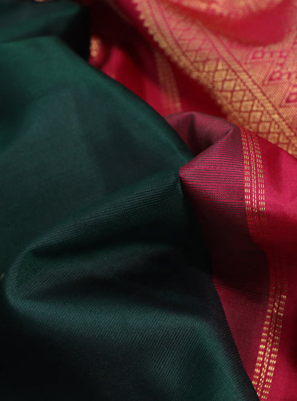 10 Yards silk saree green and pink with zari woven buttas and zari woven korvai border