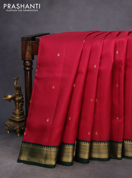 10 Yards silk saree maroon and green with zari woven buttas and zari woven korvai border