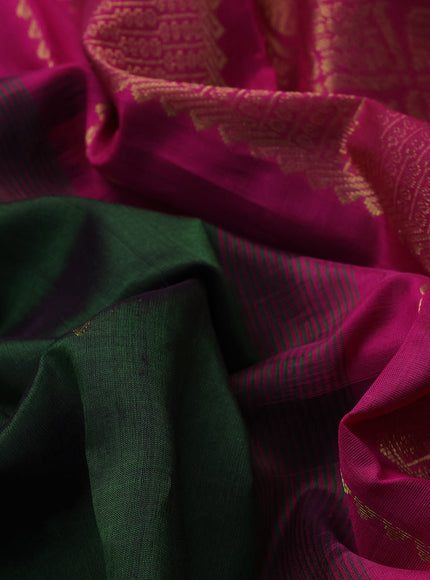 10 Yards silk cotton saree green and pink with zari woven buttas and zari woven border