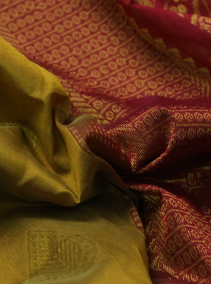 10 Yards silk cotton saree mustard yellow and maroon with zari woven buttas and zari woven border