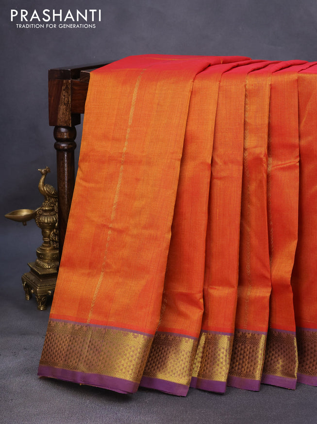 10 Yards silk cotton saree dual shade of mustard and blue with allover zari weaves and zari woven border