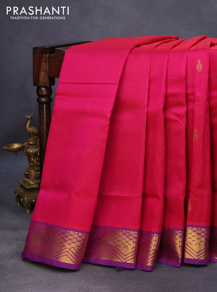 10 Yards silk cotton saree pink and blue with zari woven buttas and zari woven border