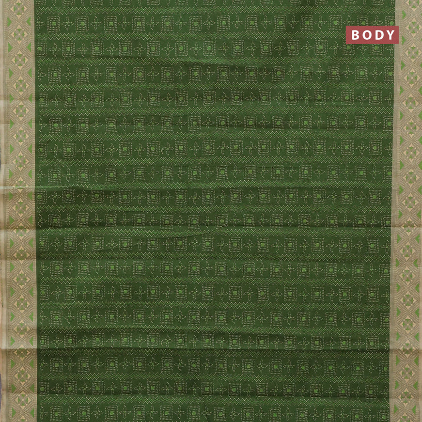 Chirala cotton saree sap green and beige with allover prints and printed border