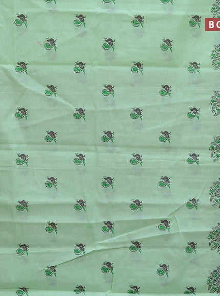 Chirala cotton saree pastel green and pastel brown with annam butta prints and simple border