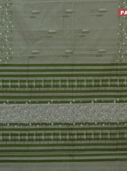 Chirala cotton saree dual shade of green and off white with butta prints and simple border