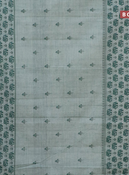 Chirala cotton saree pastel green with butta prints and silver zari woven simple border