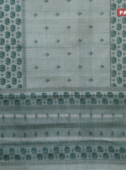 Chirala cotton saree pastel green with butta prints and silver zari woven simple border