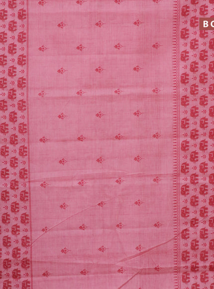 Chirala cotton saree peach pink with butta prints and silver zari woven simple border