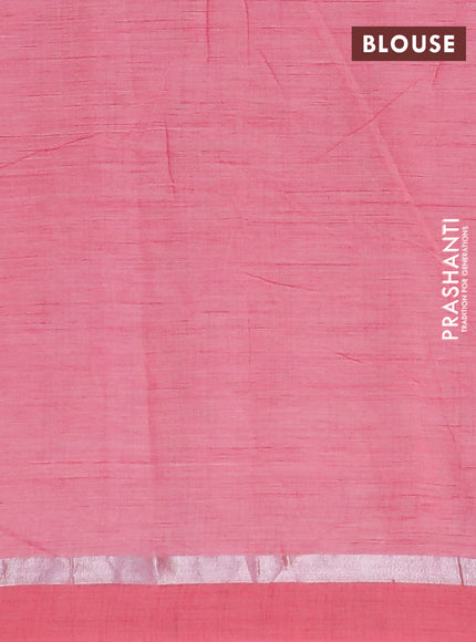 Chirala cotton saree peach pink with butta prints and silver zari woven simple border