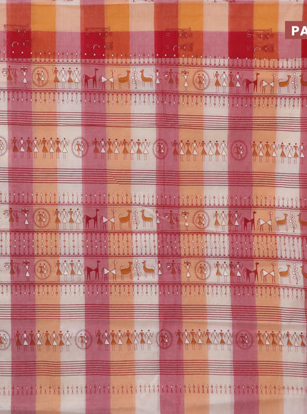 Chirala cotton saree orange shade and red with butta prints and printed border