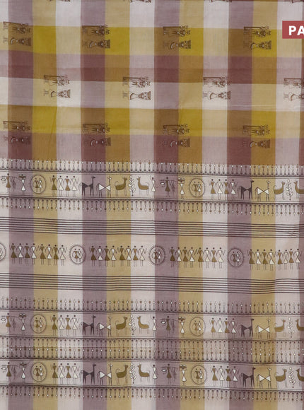 Chirala cotton saree mustard shade and brown with butta prints and printed border