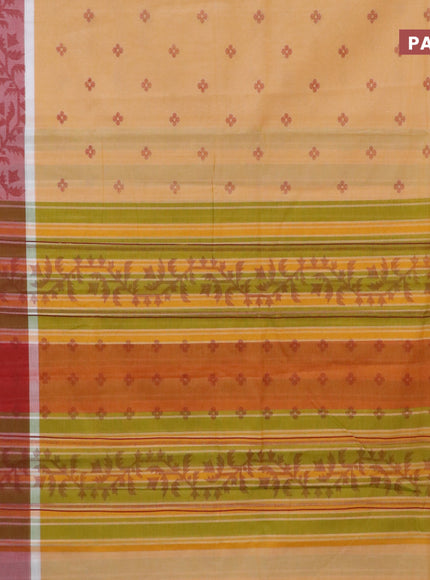 Chirala cotton saree yellow with butta prints and simple border