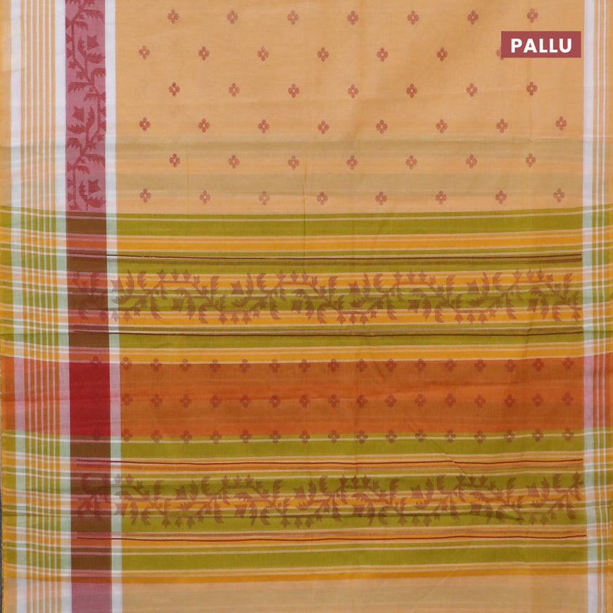 Chirala cotton saree yellow with butta prints and simple border