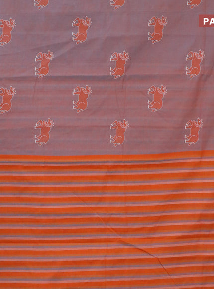 Chirala cotton saree dual shade of rust and light blue with butta prints and printed border