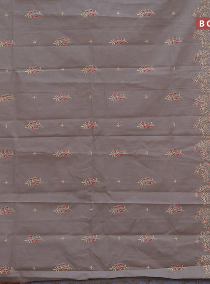 Chirala cotton saree grey and red shade with butta prints and zari woven simple border