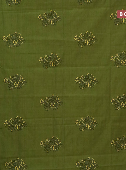 Chirala cotton saree green with floral butta prints and printed border