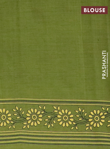 Chirala cotton saree green with floral butta prints and printed border