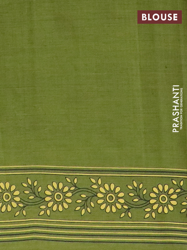 Chirala cotton saree green with floral butta prints and printed border