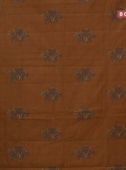 Chirala cotton saree dark mustard with floral butta prints and printed border