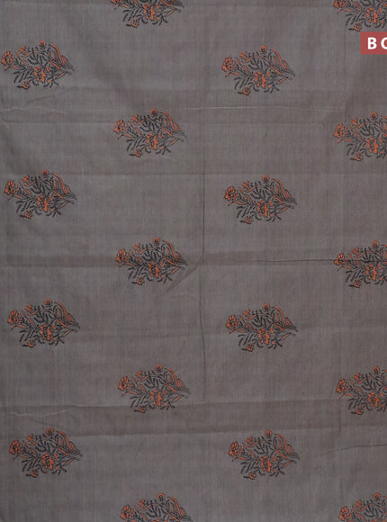 Chirala cotton saree grey with floral butta prints and printed border