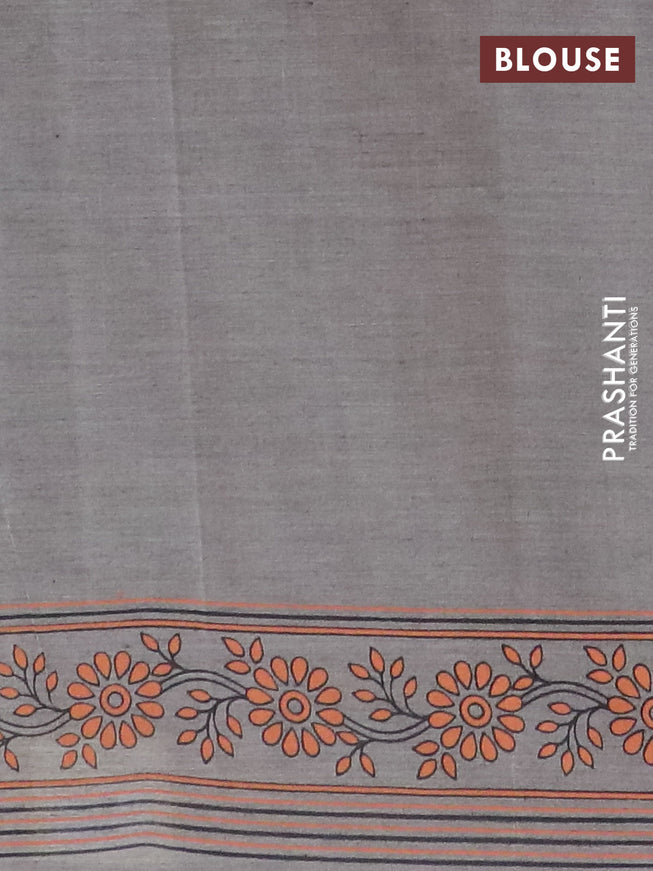 Chirala cotton saree grey with floral butta prints and printed border