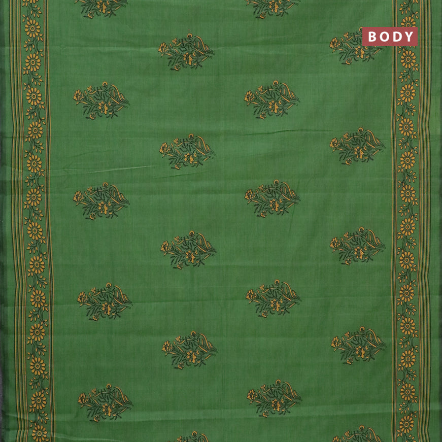 Chirala cotton saree green with floral butta prints and printed border