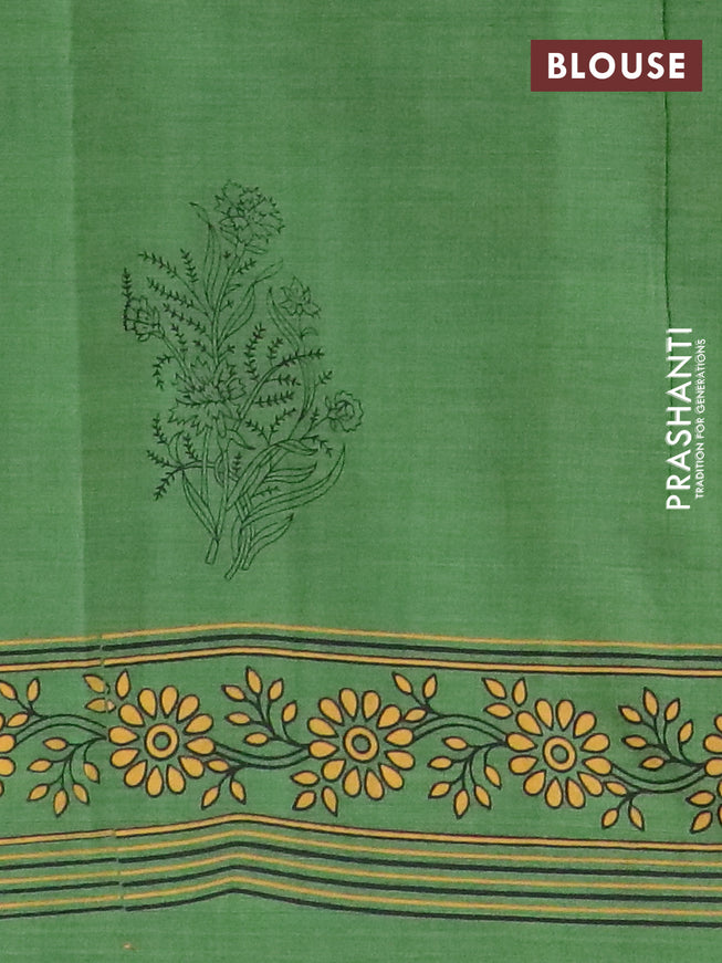 Chirala cotton saree green with floral butta prints and printed border