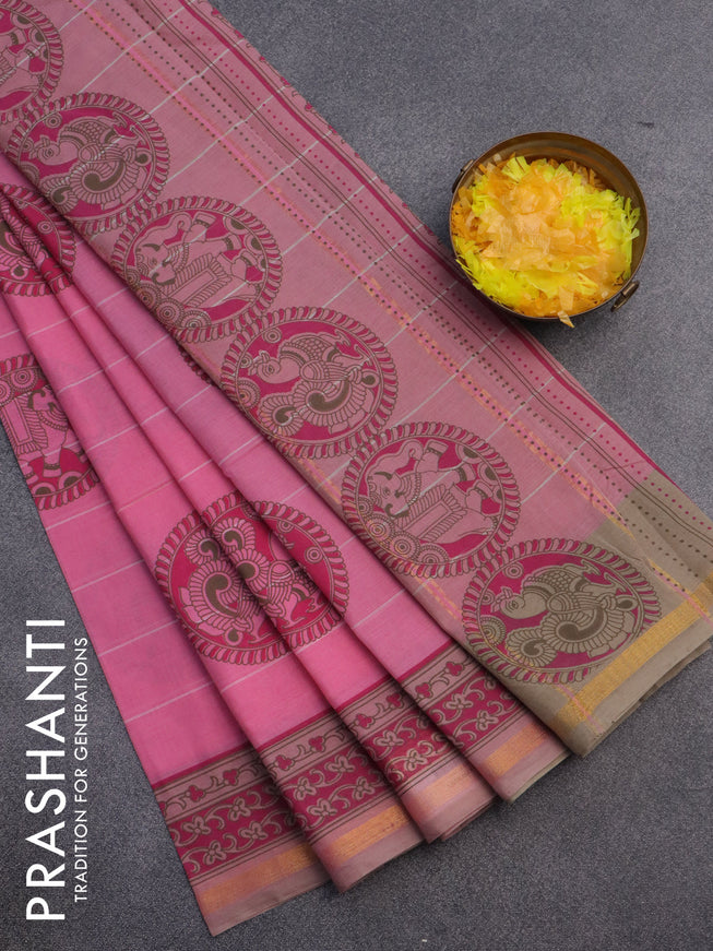 Chirala cotton saree light pink with butta prints and small zari woven border