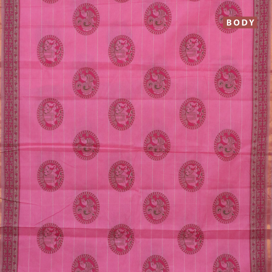 Chirala cotton saree light pink with butta prints and small zari woven border