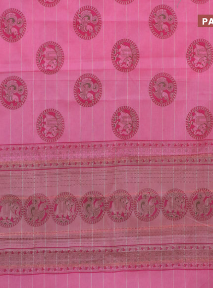 Chirala cotton saree light pink with butta prints and small zari woven border