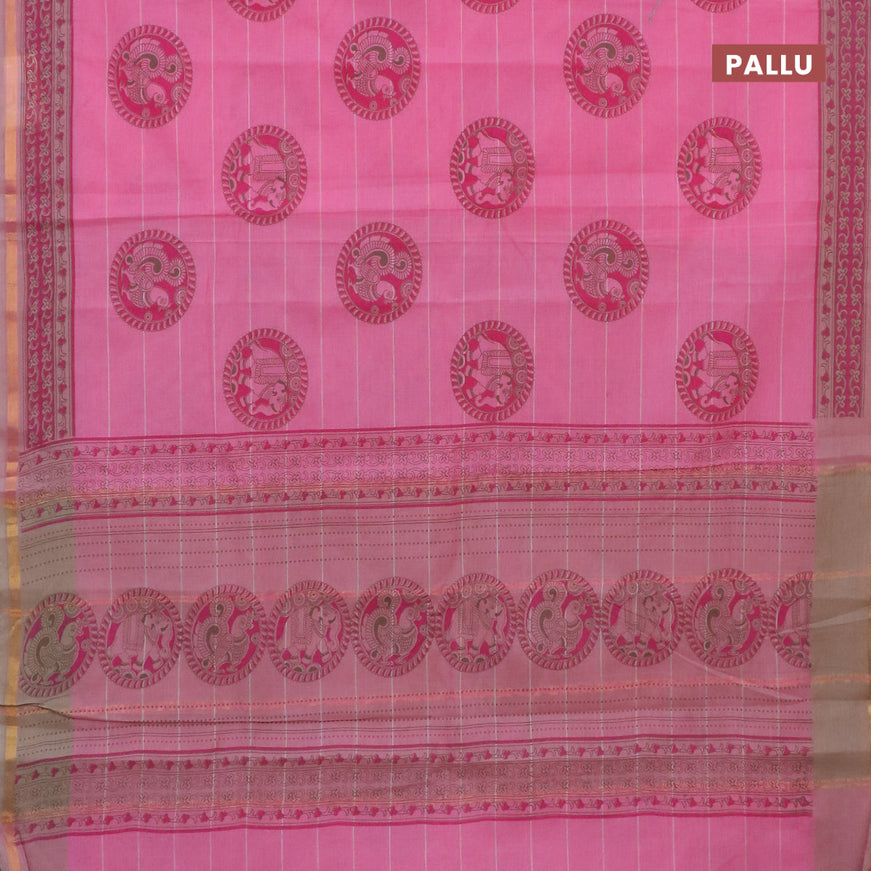 Chirala cotton saree light pink with butta prints and small zari woven border