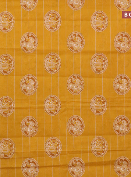 Chirala cotton saree mango yellow with butta prints and small zari woven border