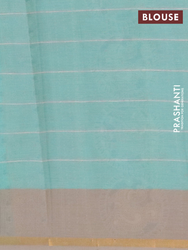 Chirala cotton saree teal shade with butta prints and small zari woven border