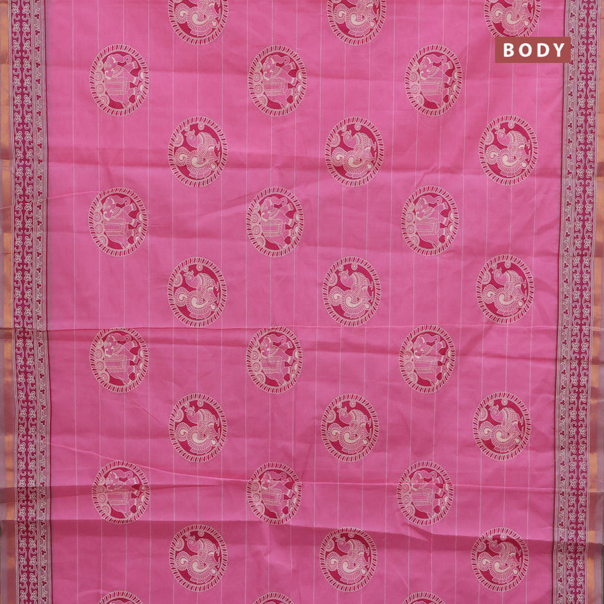 Chirala cotton saree light pink with butta prints and small zari woven border