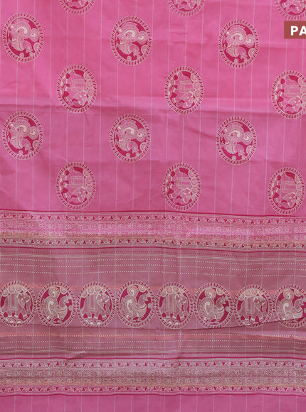 Chirala cotton saree light pink with butta prints and small zari woven border