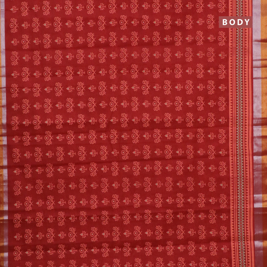 Chirala cotton saree red with butta prints and zari woven border