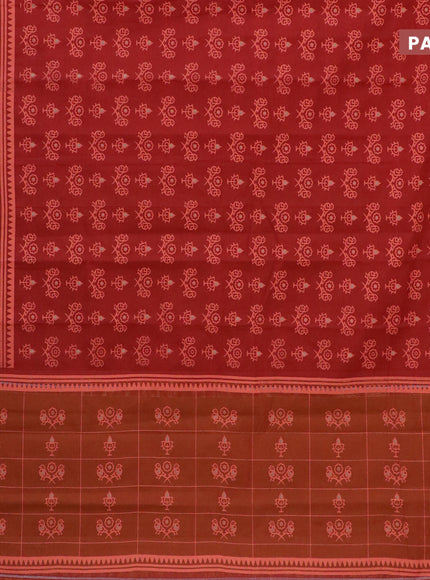 Chirala cotton saree red with butta prints and zari woven border