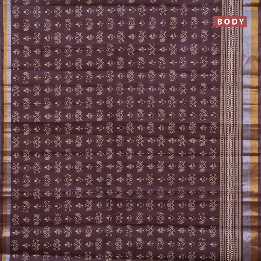 Chirala cotton saree brown with butta prints and zari woven border