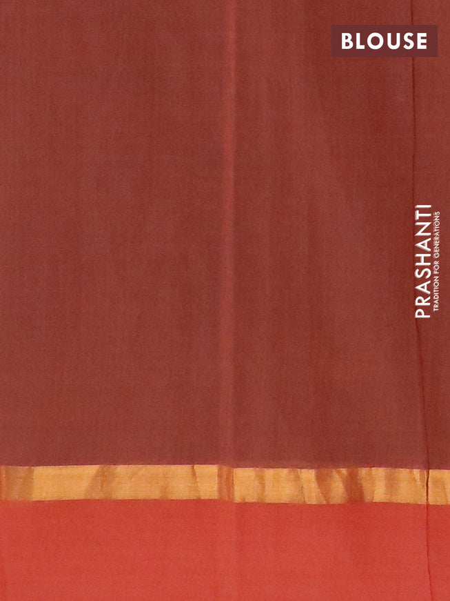 Chirala cotton saree brown and rust shade with butta prints and zari woven border