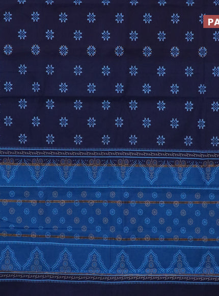 Chirala cotton saree dark blue and cs blue with butta prints and zari woven border