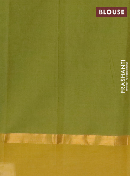 Chirala cotton saree green and mustard yellow with butta prints and zari woven border