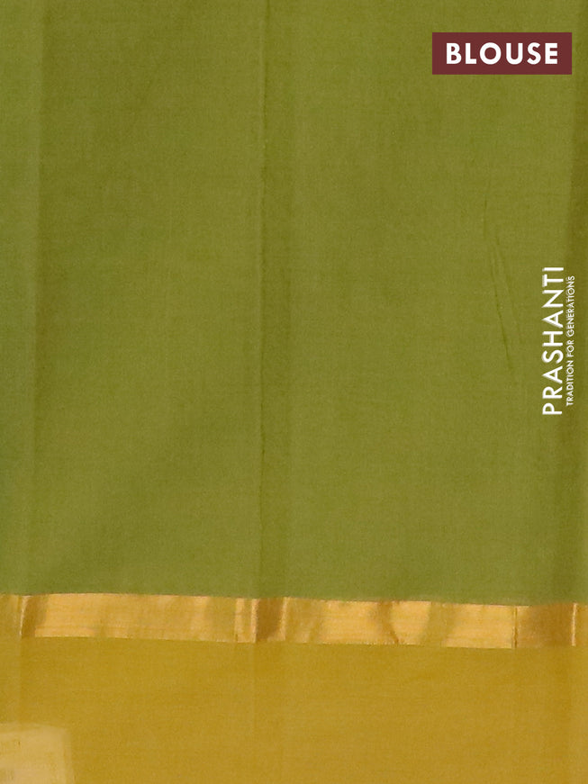 Chirala cotton saree green and mustard yellow with butta prints and zari woven border