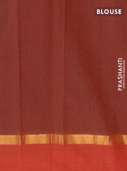 Chirala cotton saree brown and rustic orange with butta prints and zari woven border