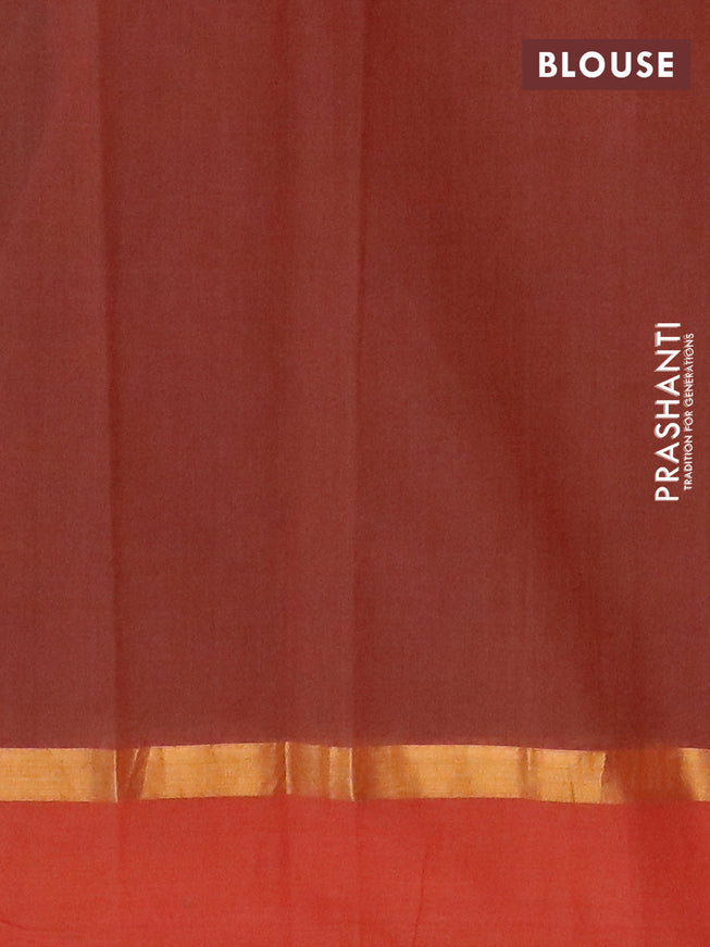 Chirala cotton saree brown and rustic orange with butta prints and zari woven border